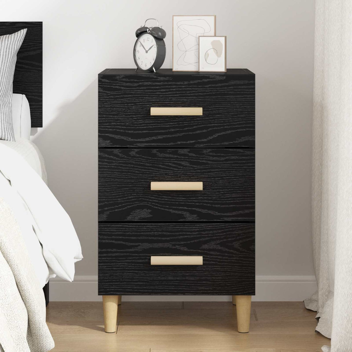 Nattbordskap Svart Eik 40 x 40 x 66 cm Konstruert tre