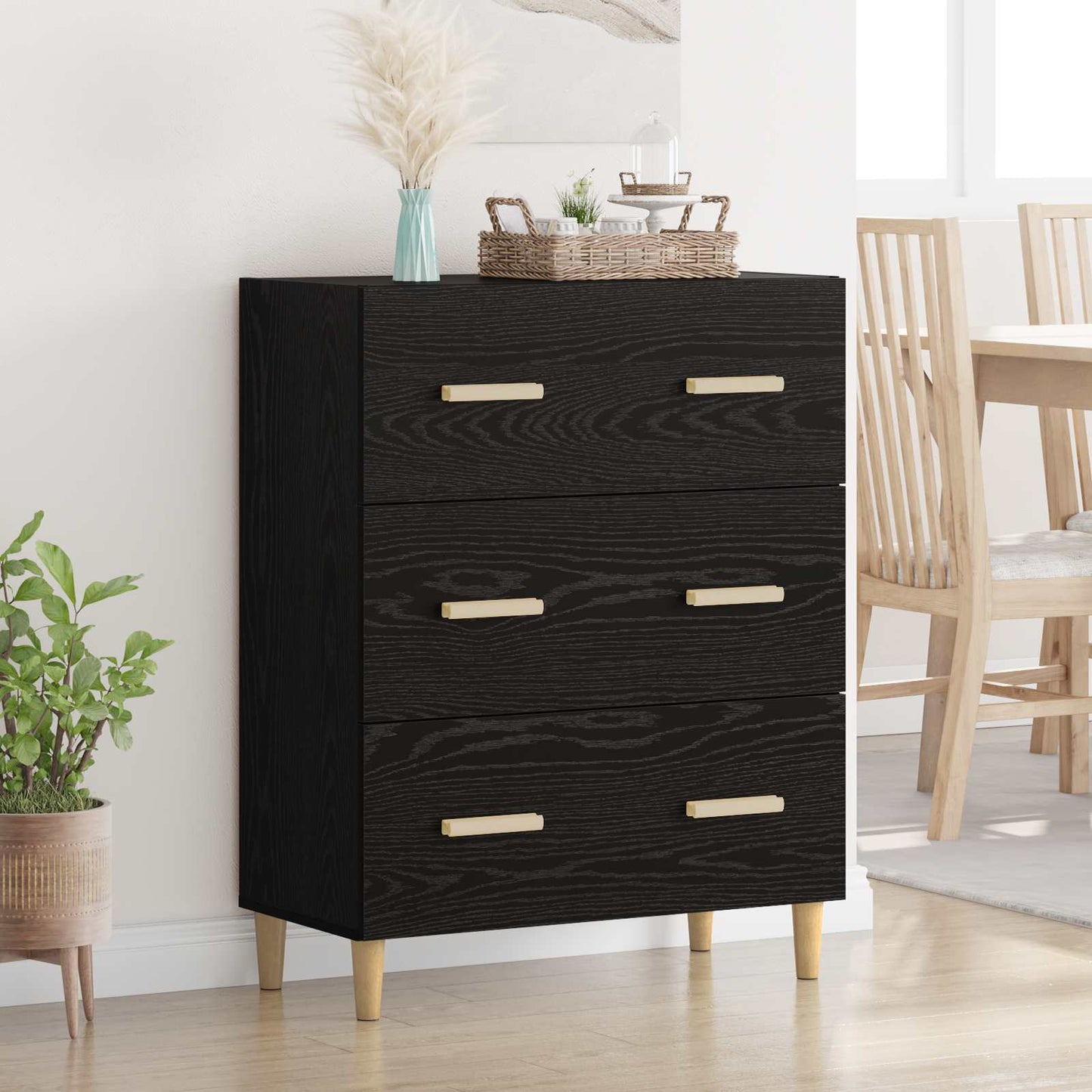 Serviesskap Svart Eik 69,5 x 34 x 90 cm Konstruert tre