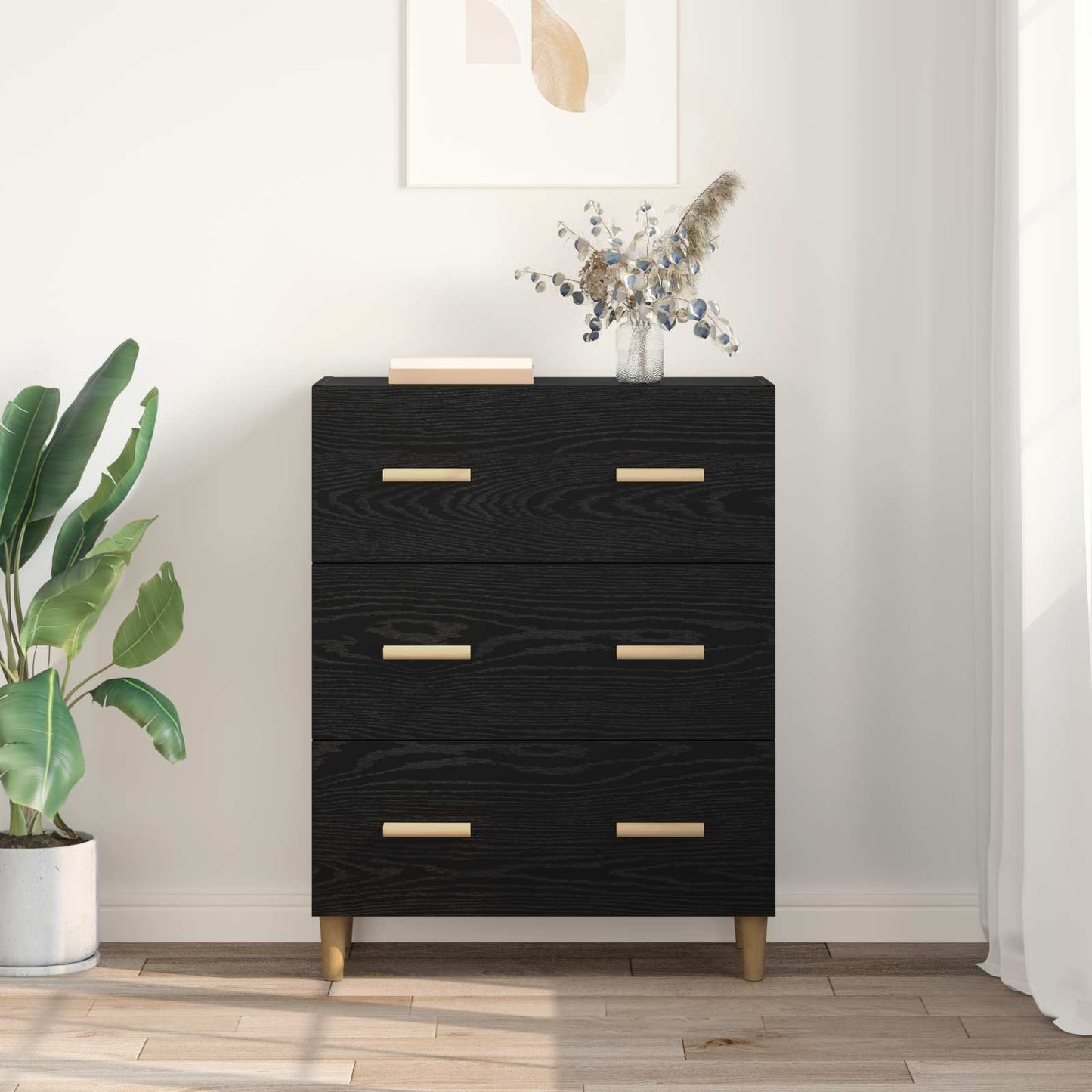 Serviesskap Svart Eik 69,5 x 34 x 90 cm Konstruert tre