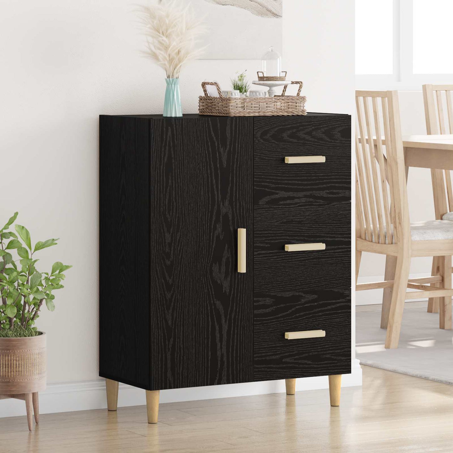 Serviesskap Svart eik 34 x 69.5 x 90 cm Konstruert tre