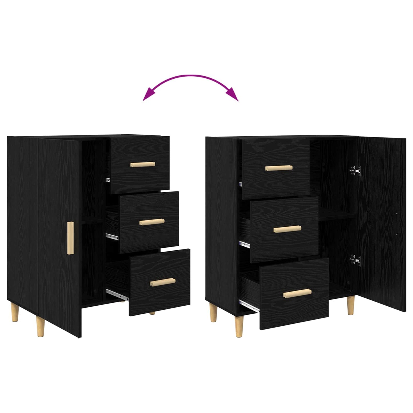 Serviesskap Svart eik 34 x 69.5 x 90 cm Konstruert tre