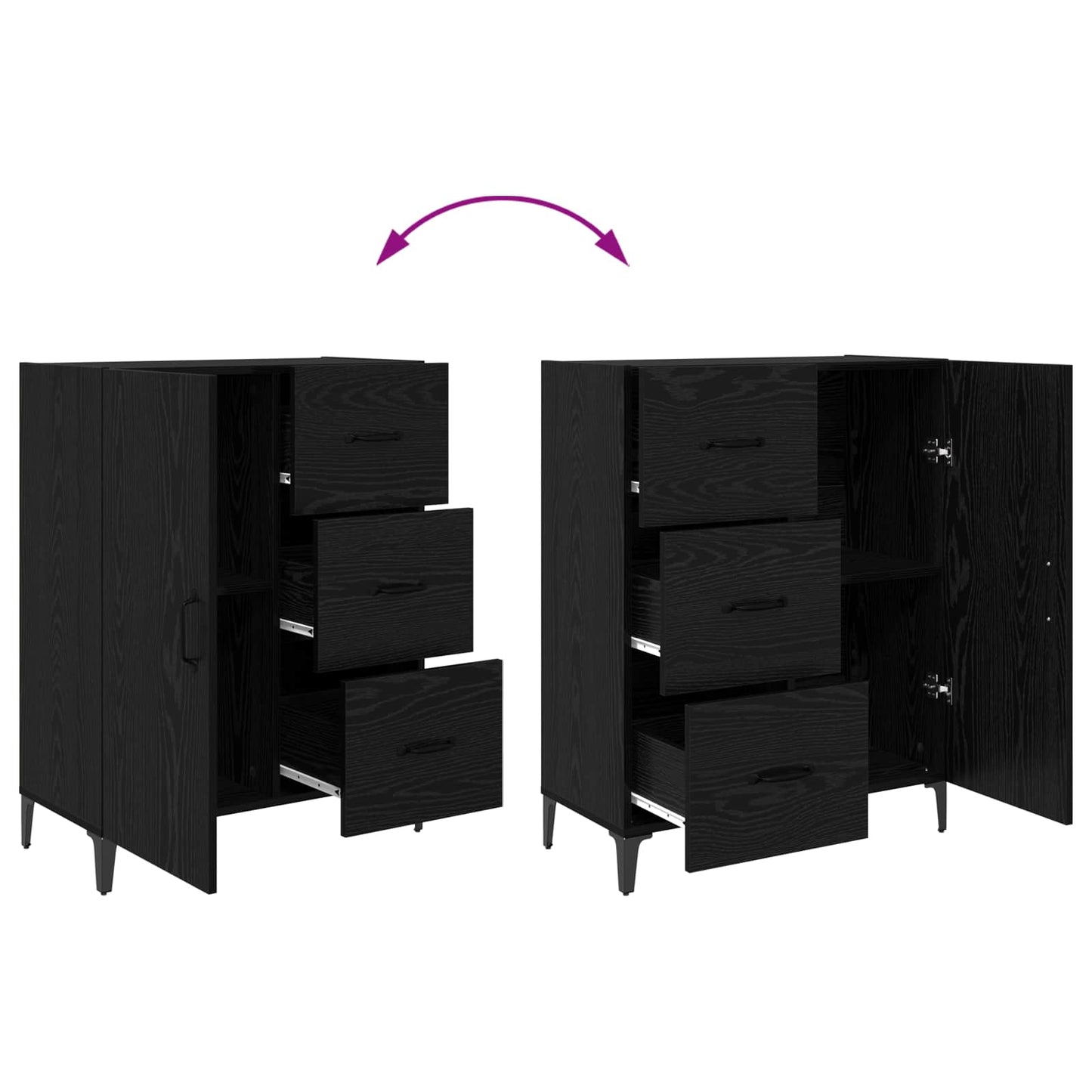 Serviesskap Svart Eik 69,5 x 34 x 90 cm Konstruert tre