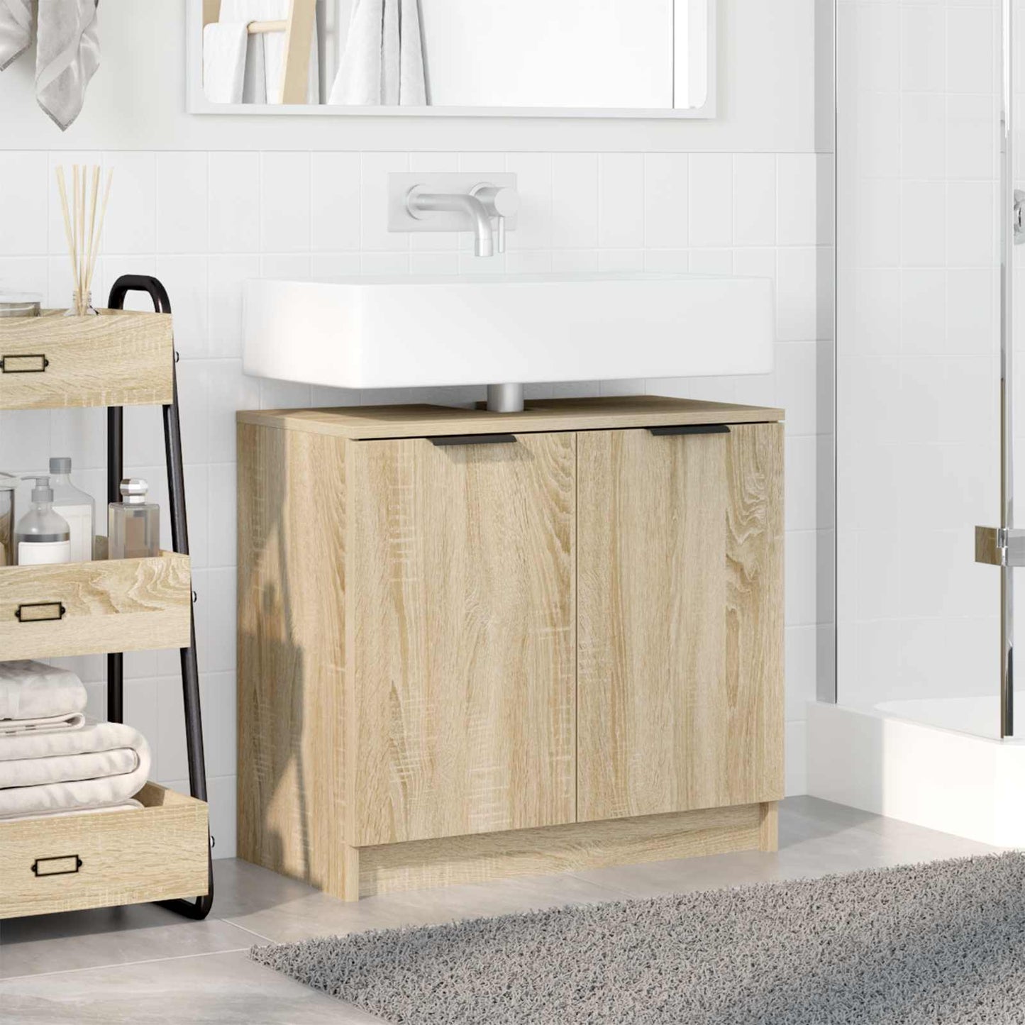 Baderomsskap Sonoma eik 64,5 x 33,5 x 59 cm Konstruert tre