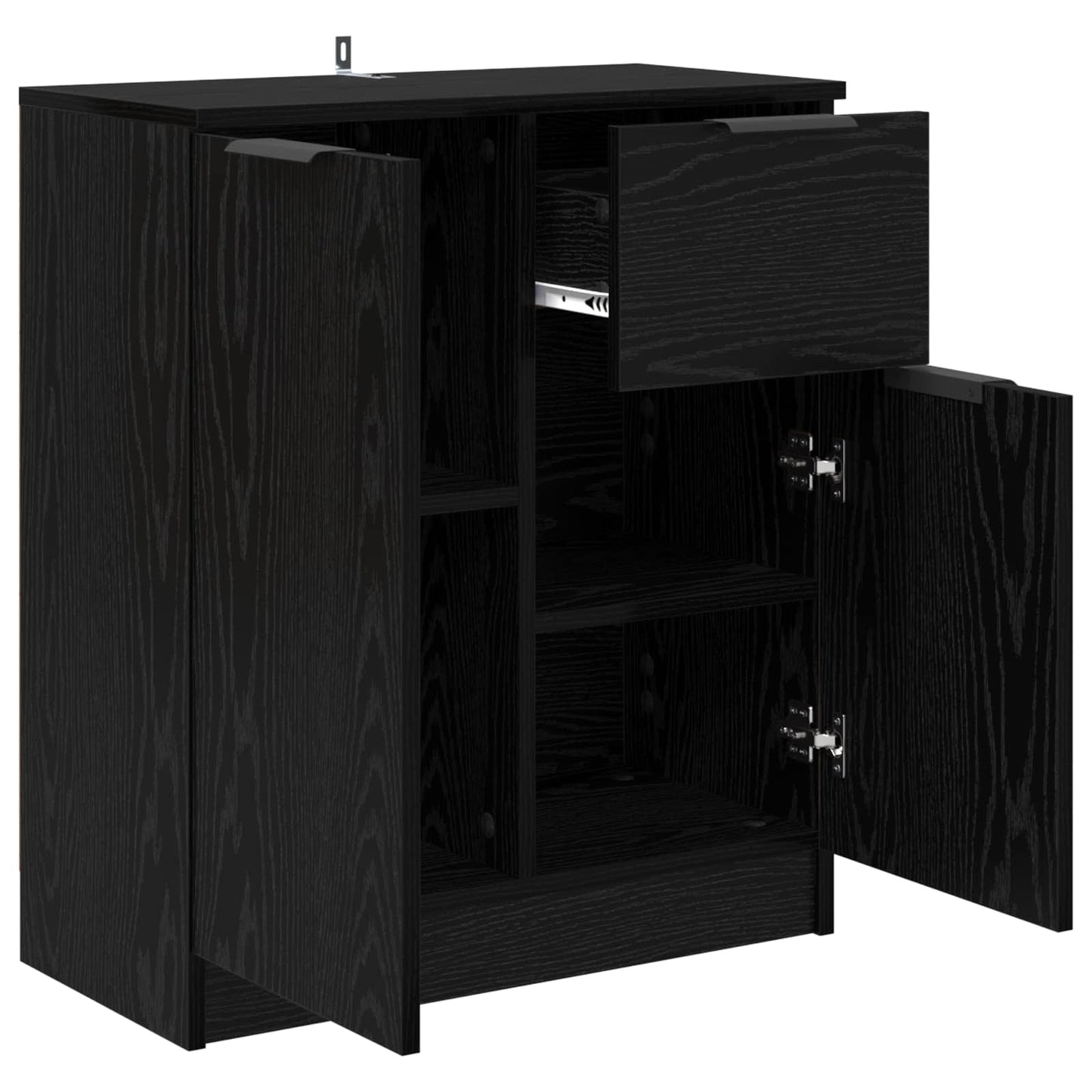 Serviesskap med skuff Svart Eik 60 x 30 x 70 cm Konstruert tre