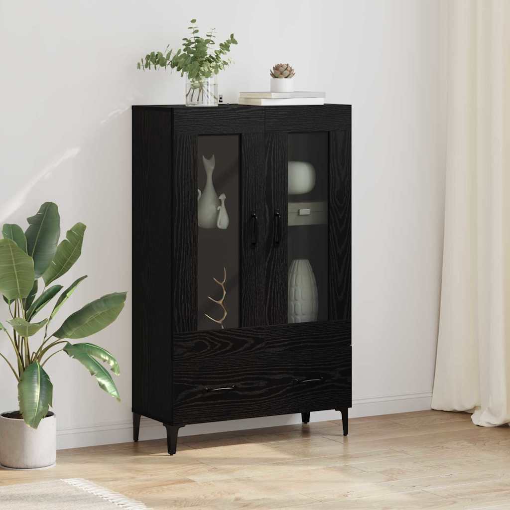 Høyskap Svart Eik 70 x 31 x 115 cm Ingeniørtre og jern
