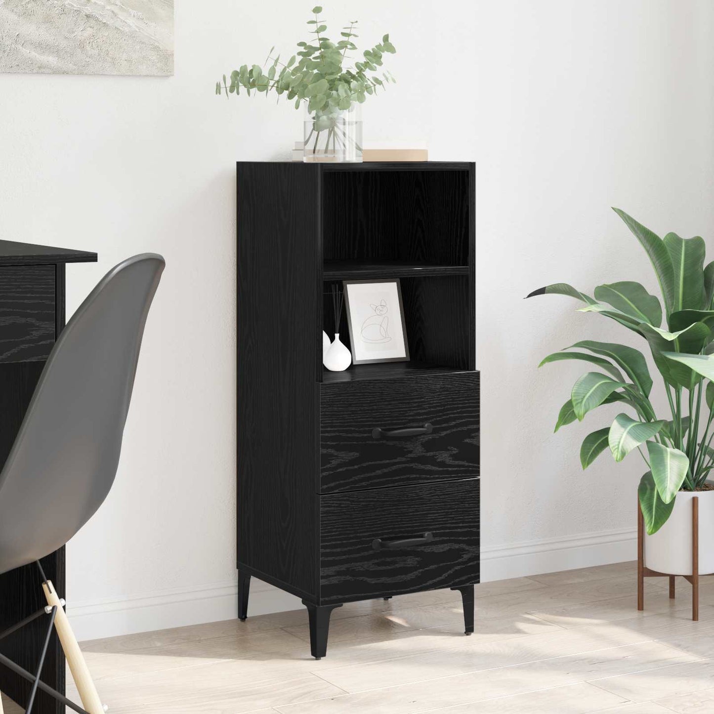 Serviesskap Svart eik 34 x 34.5 x 90 cm Konstruert tre
