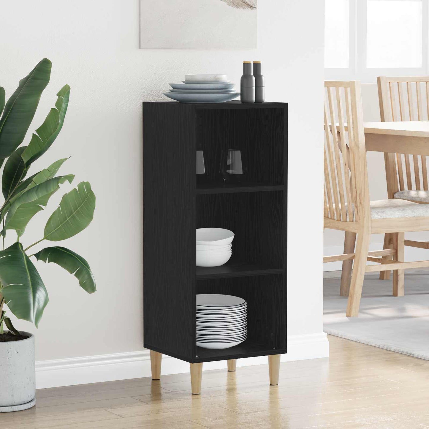 Serviesskap Svart Eik 34,5 x 32,5 x 90 cm Konstruert tre