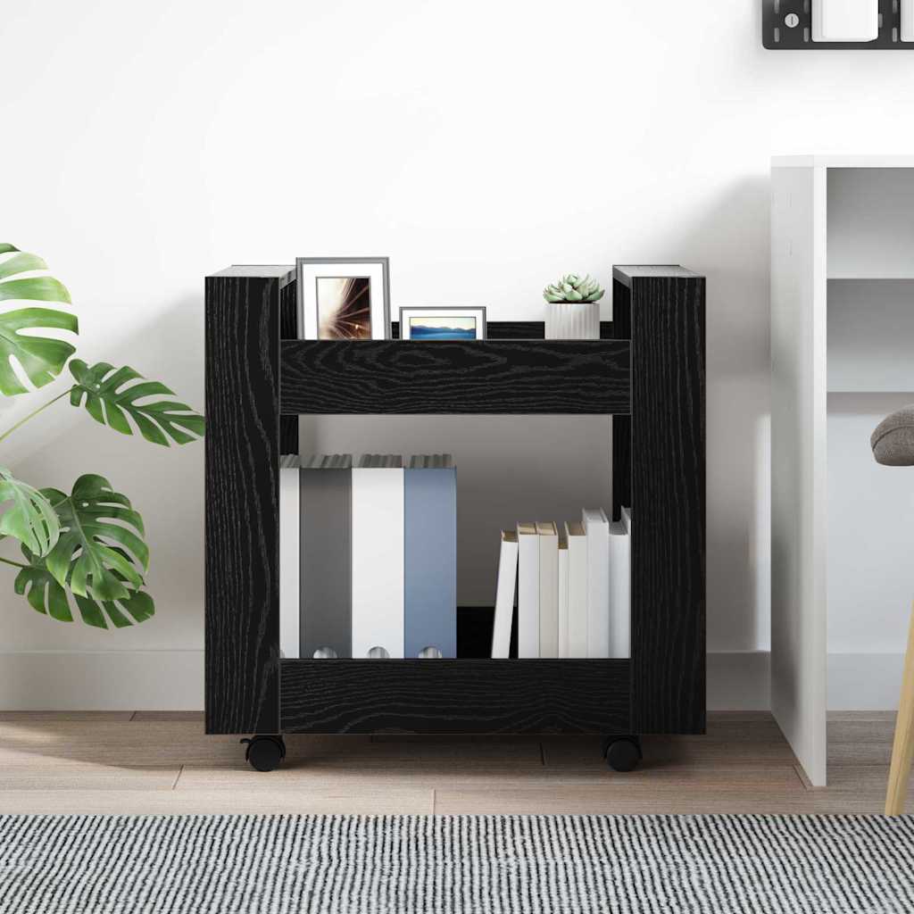 Skrivebordvogn Svart Eik 60 x 45 x 60 cm Konstruert tre