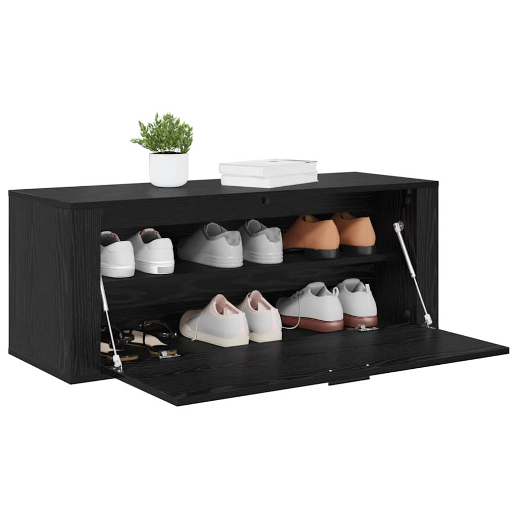 Sko Skap med hylle Svart eik 100 x 35 x 38 cm Konstruert tre