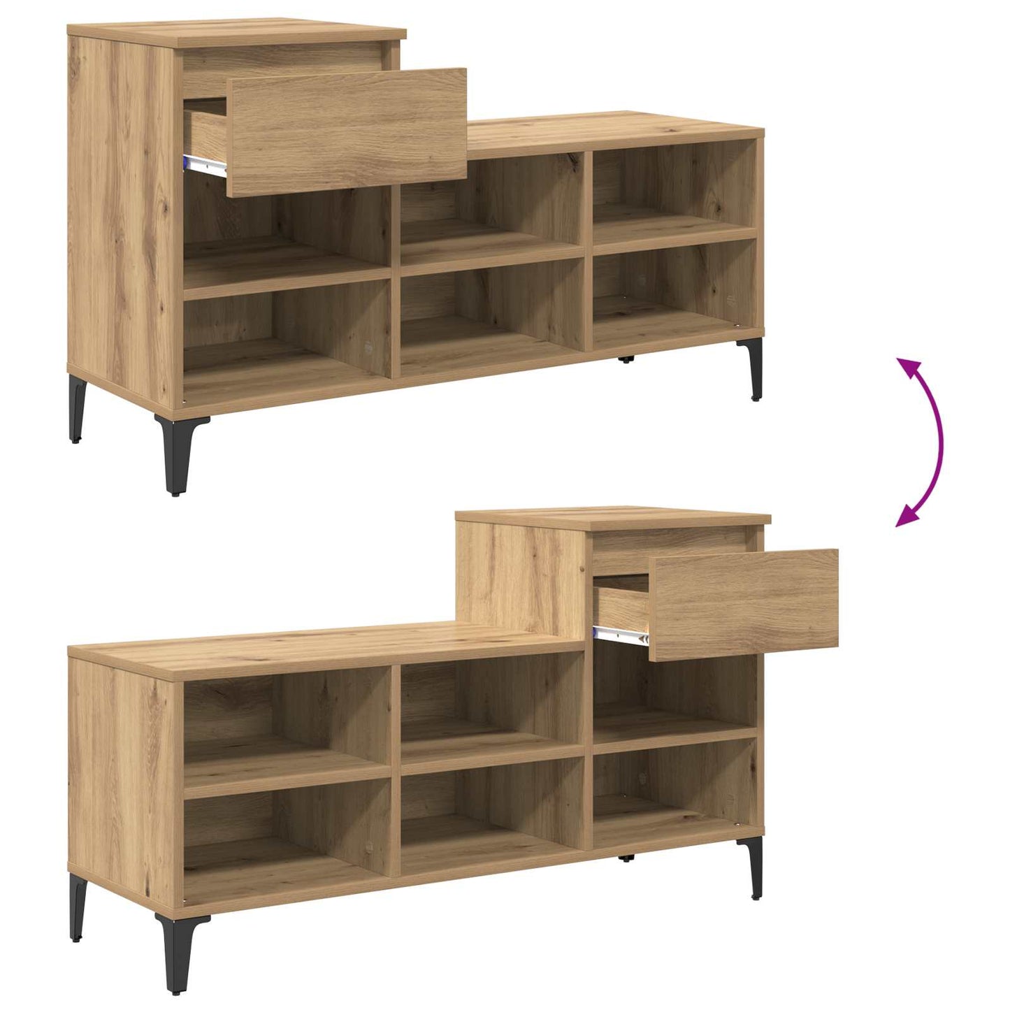 Sko Skap med skuff artisan eik 102 x 36 x 60 cm Konstruert tre