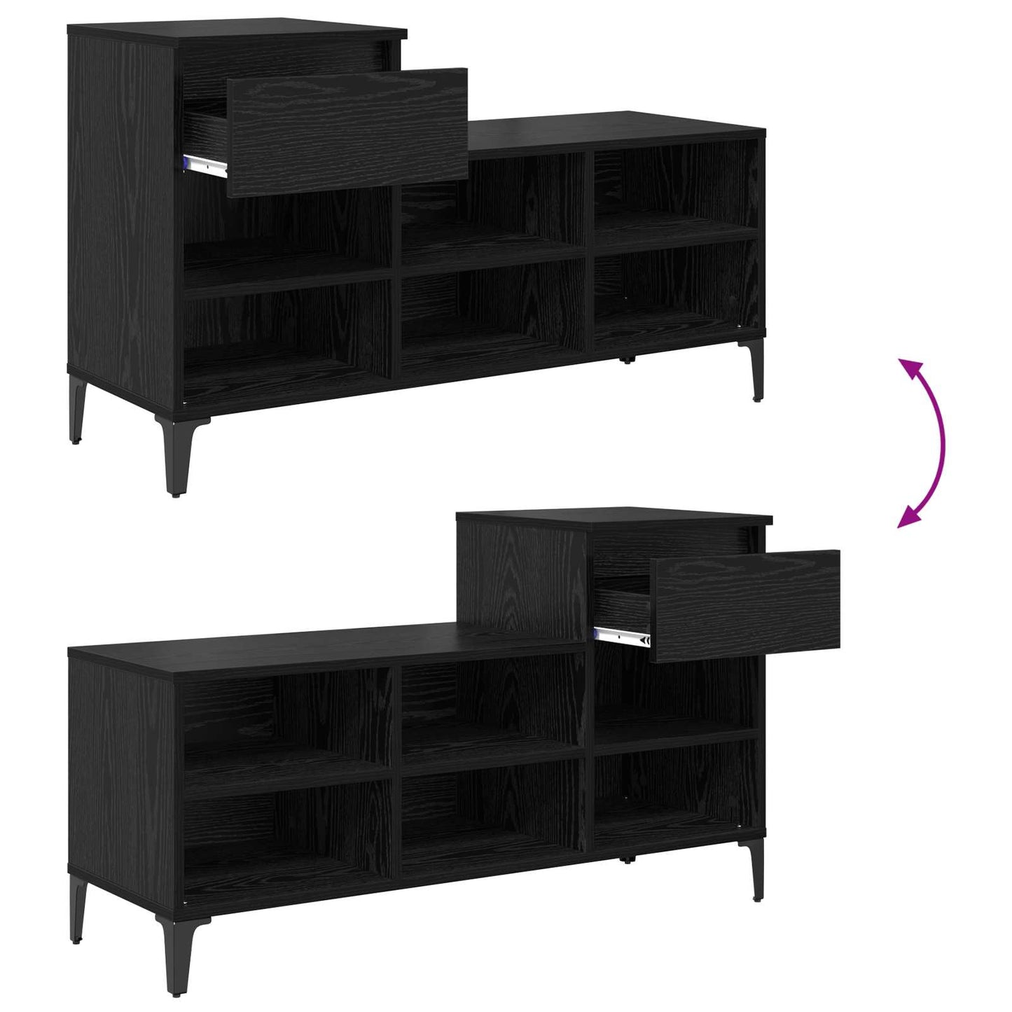 Sko Skap med skuff Svart eik 102 x 36 x 60 cm Konstruert tre