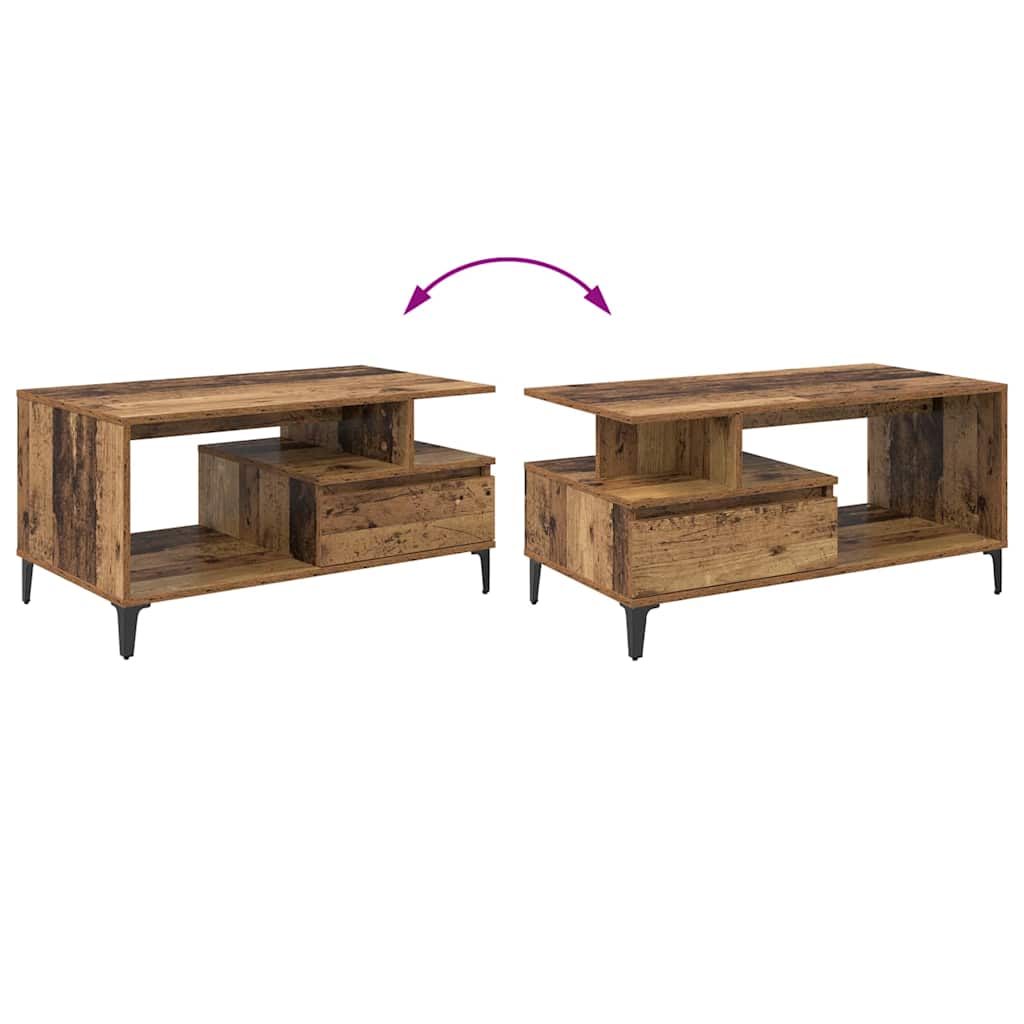 Kaffebord med skuff Gamle tre 90 x 49 x 45 cm Konstruert tre