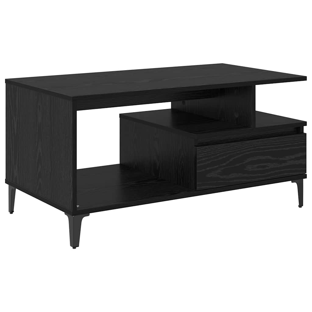 Kaffebord med skuff Svart Eik 90 x 49 x 45 cm Konstruert tre