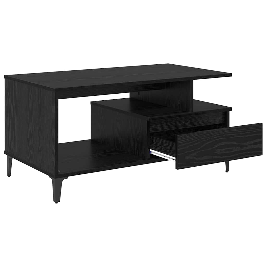 Kaffebord med skuff Svart Eik 90 x 49 x 45 cm Konstruert tre