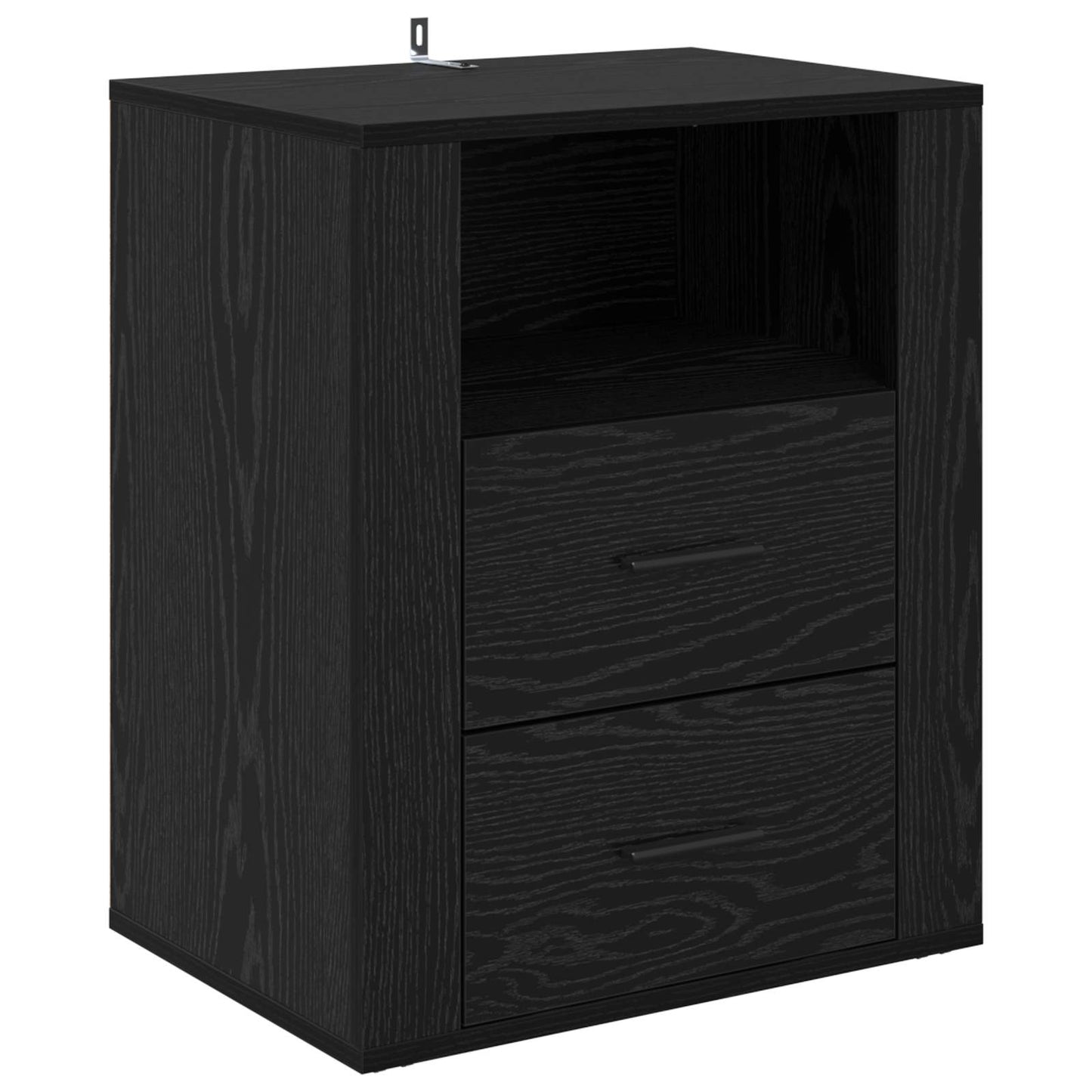 Nattbordskap med skuff Svart Eik 35 x 50 x 60 cm Konstruert tre