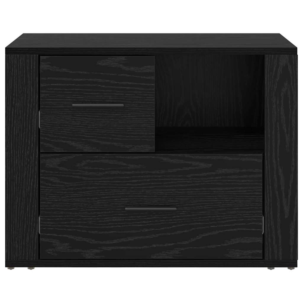 Nattbordskap med skuff Svart Eik 35 x 60 x 50 cm Konstruert tre
