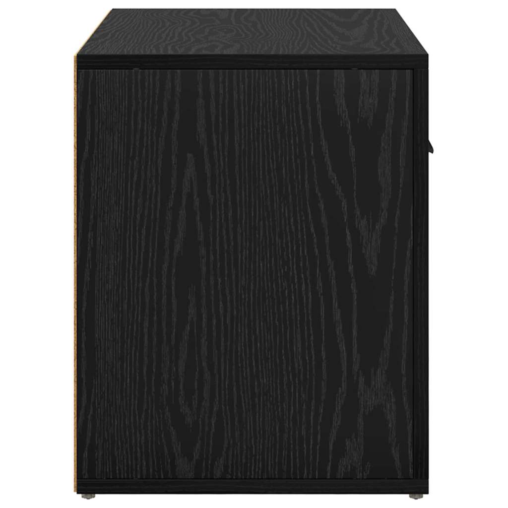 Nattbordskap med skuff Svart Eik 35 x 60 x 50 cm Konstruert tre