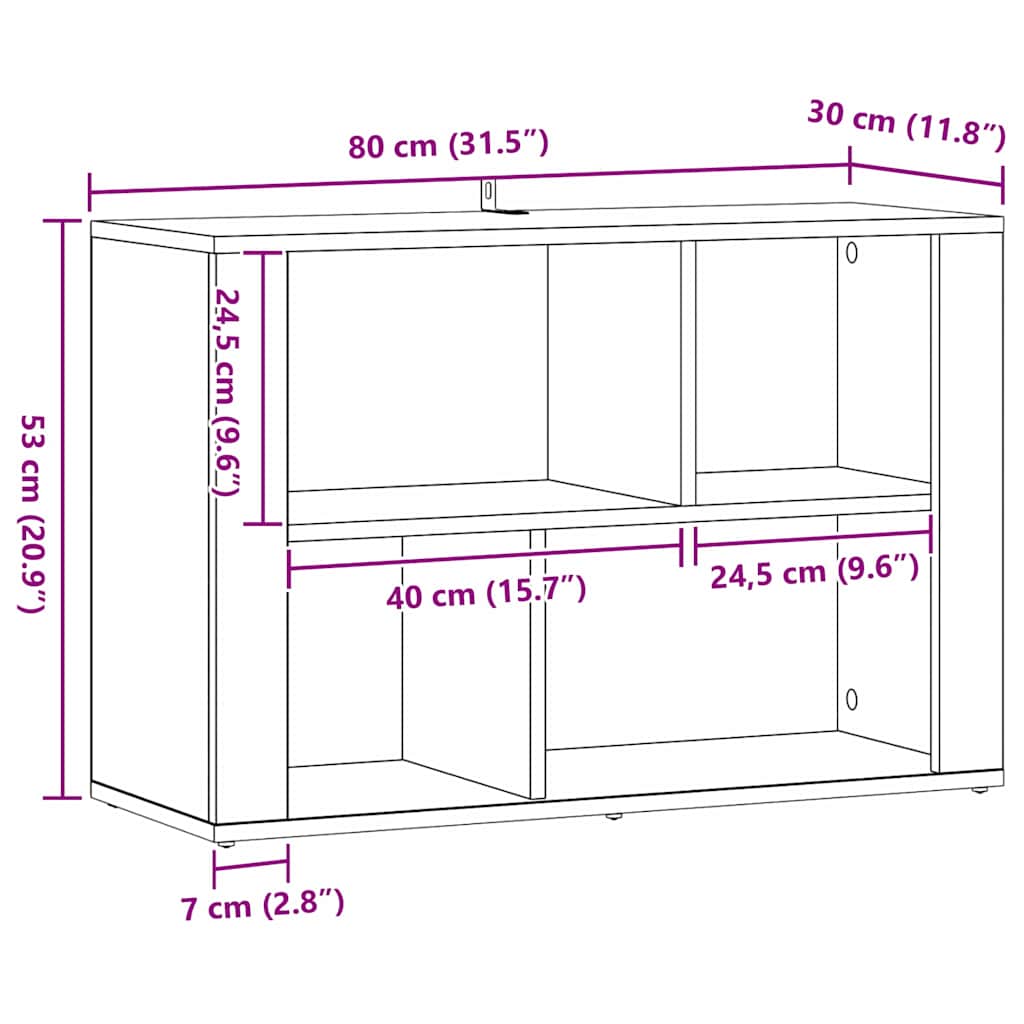 Serviesskap Svart Eik 80 x 30 x 53 cm Konstruert tre
