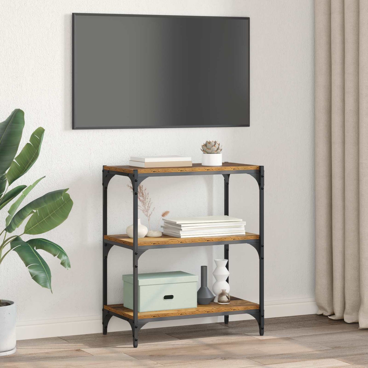 Bokskap Gammelt tre 60 x 33 x 70,5 cm Ingeniørtre og jern