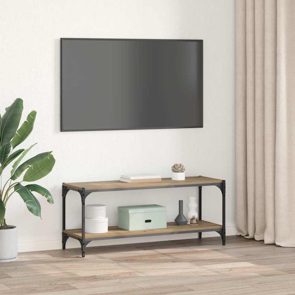 TV-skap Artisan Eik 100x33x41cm Ingeniørtre og jern
