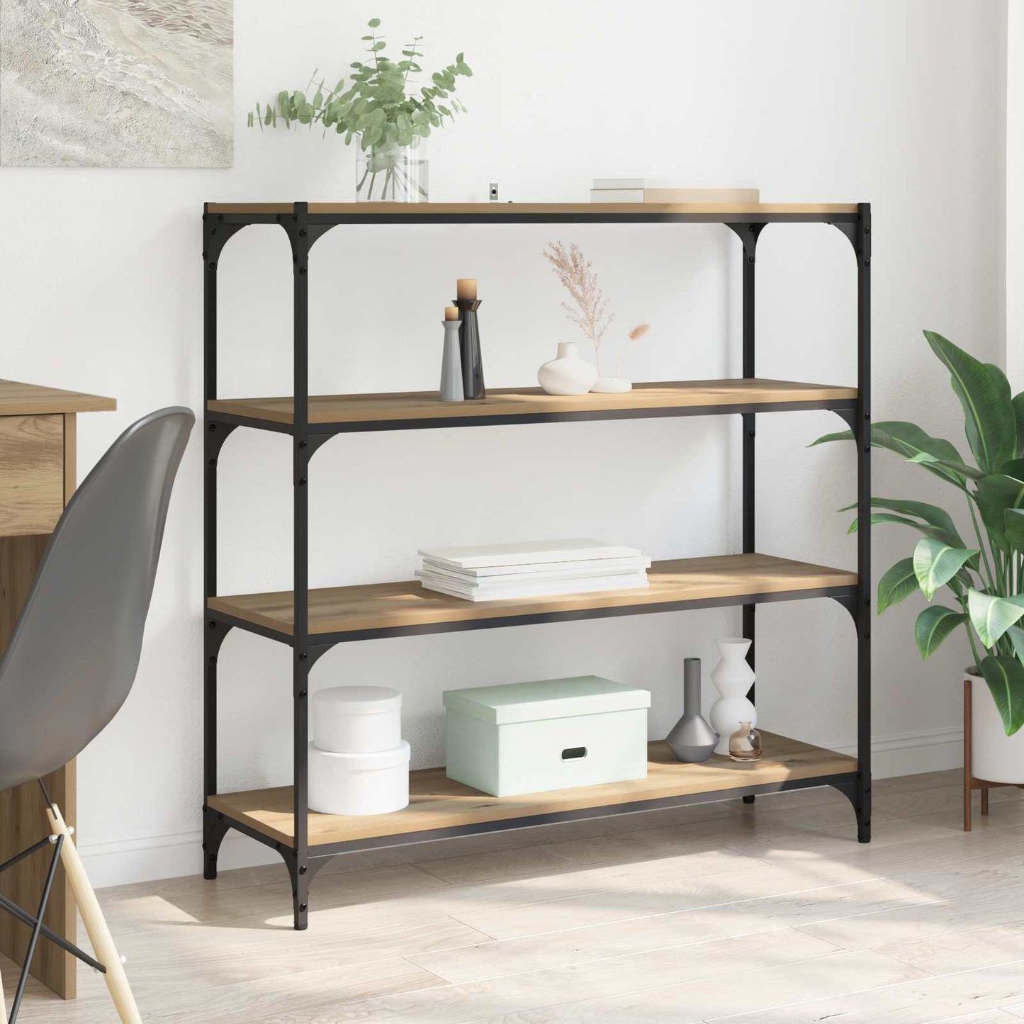 Bokskap Artisan Eik 100 x 33 x 100 cm Ingeniørtre og jern