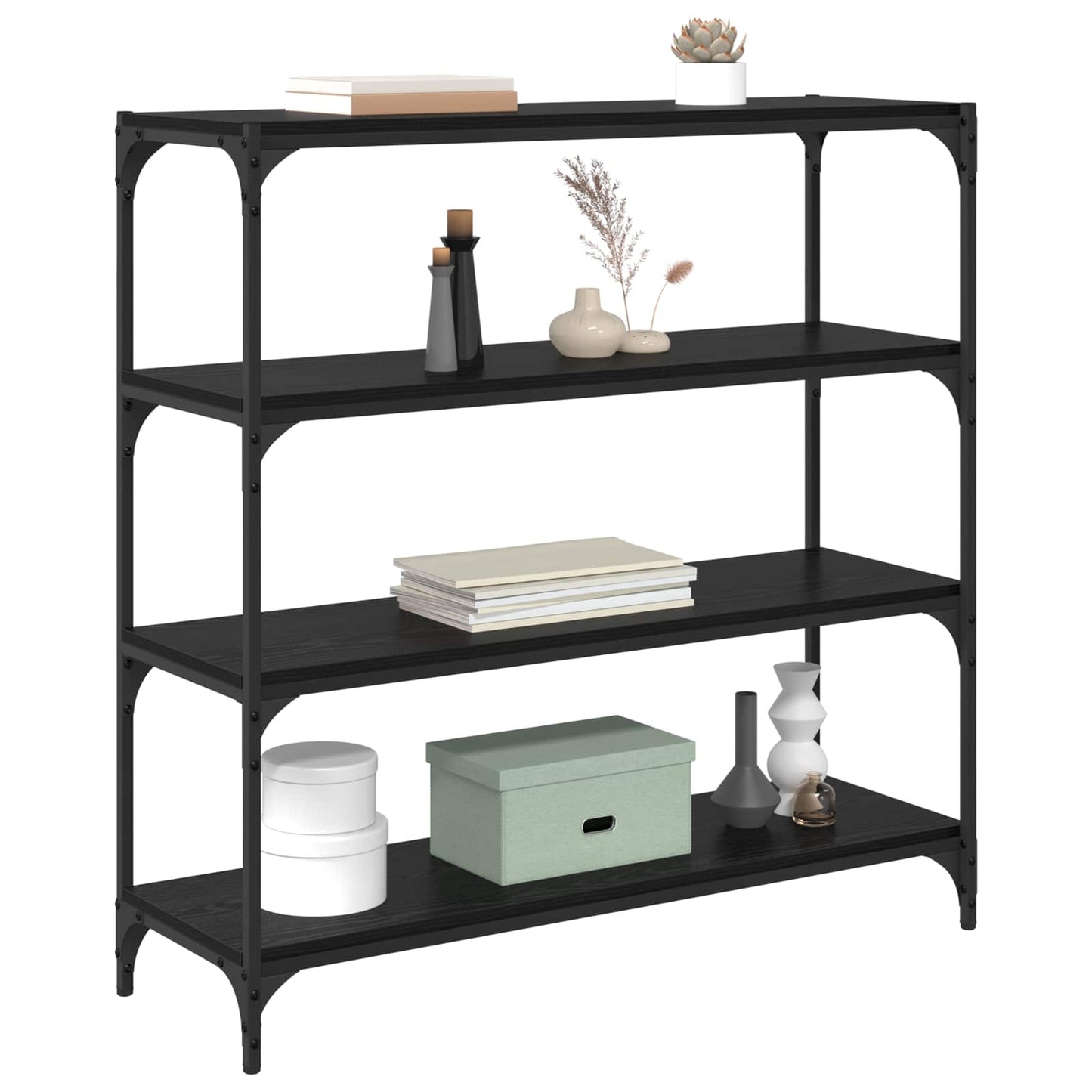 Bokskap Svart Eik 100 x 33 x 100 cm Ingeniørtre og jern