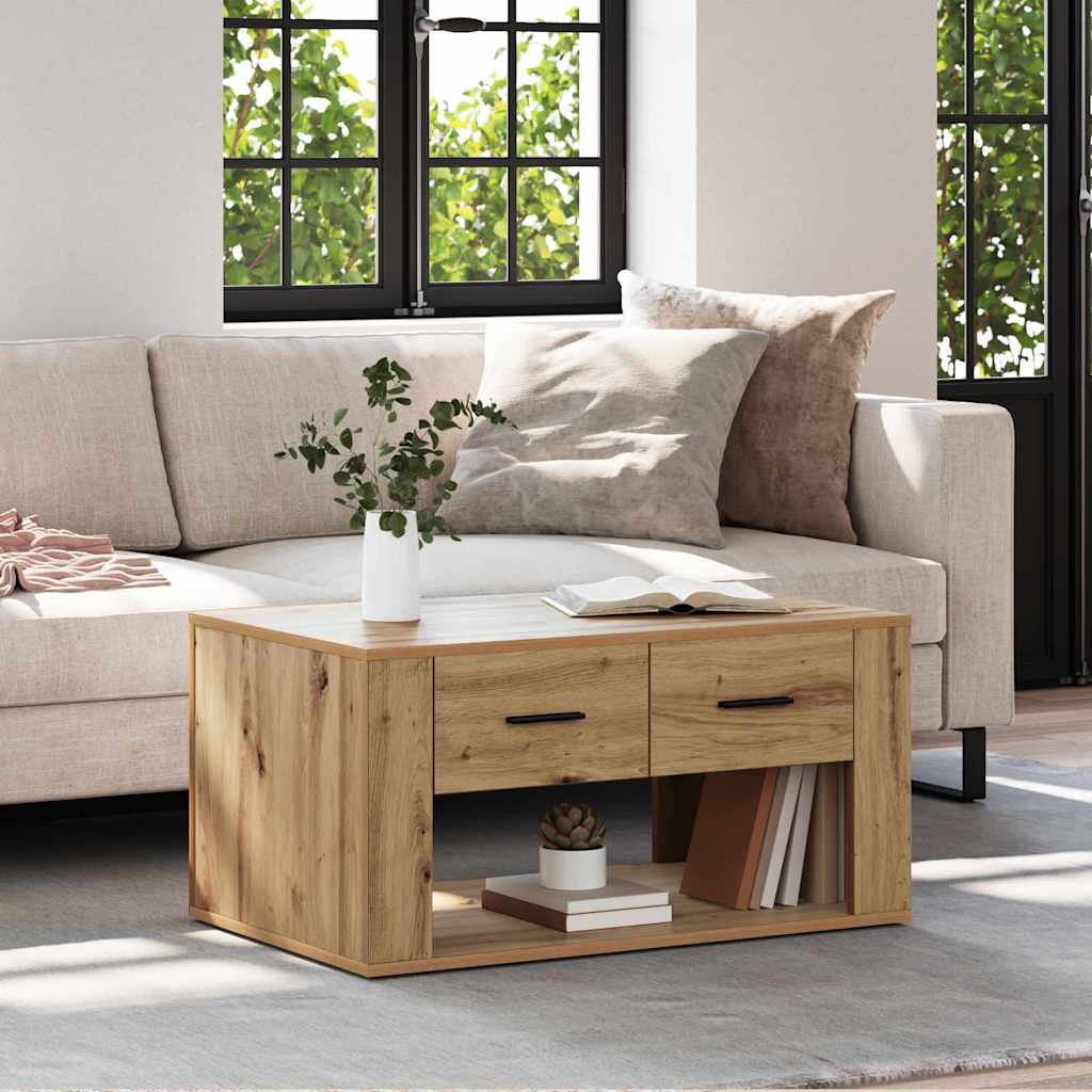 Kaffebord med skuff Artisan Eik 80 x 50 x 40 cm Konstruert tre