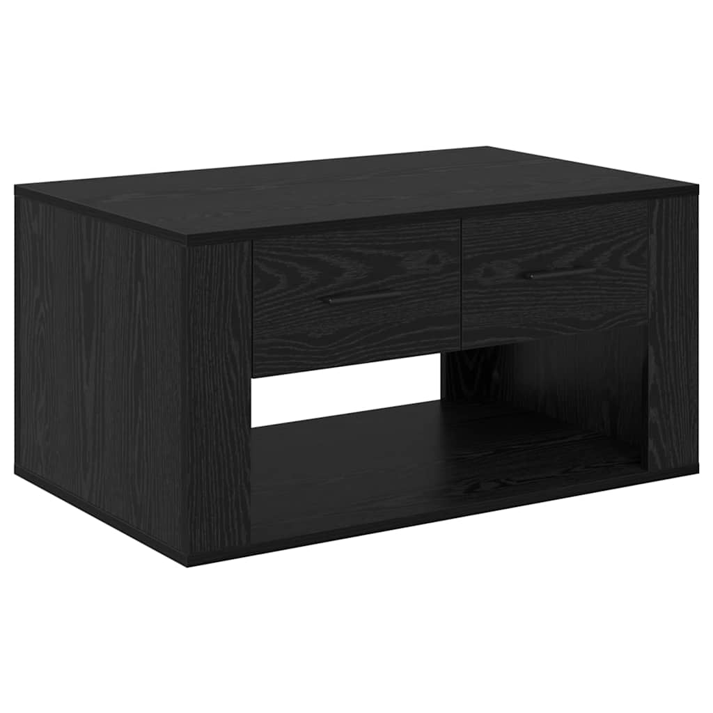 Kaffebord med skuff Svart Eik 80 x 50 x 40 cm Konstruert tre