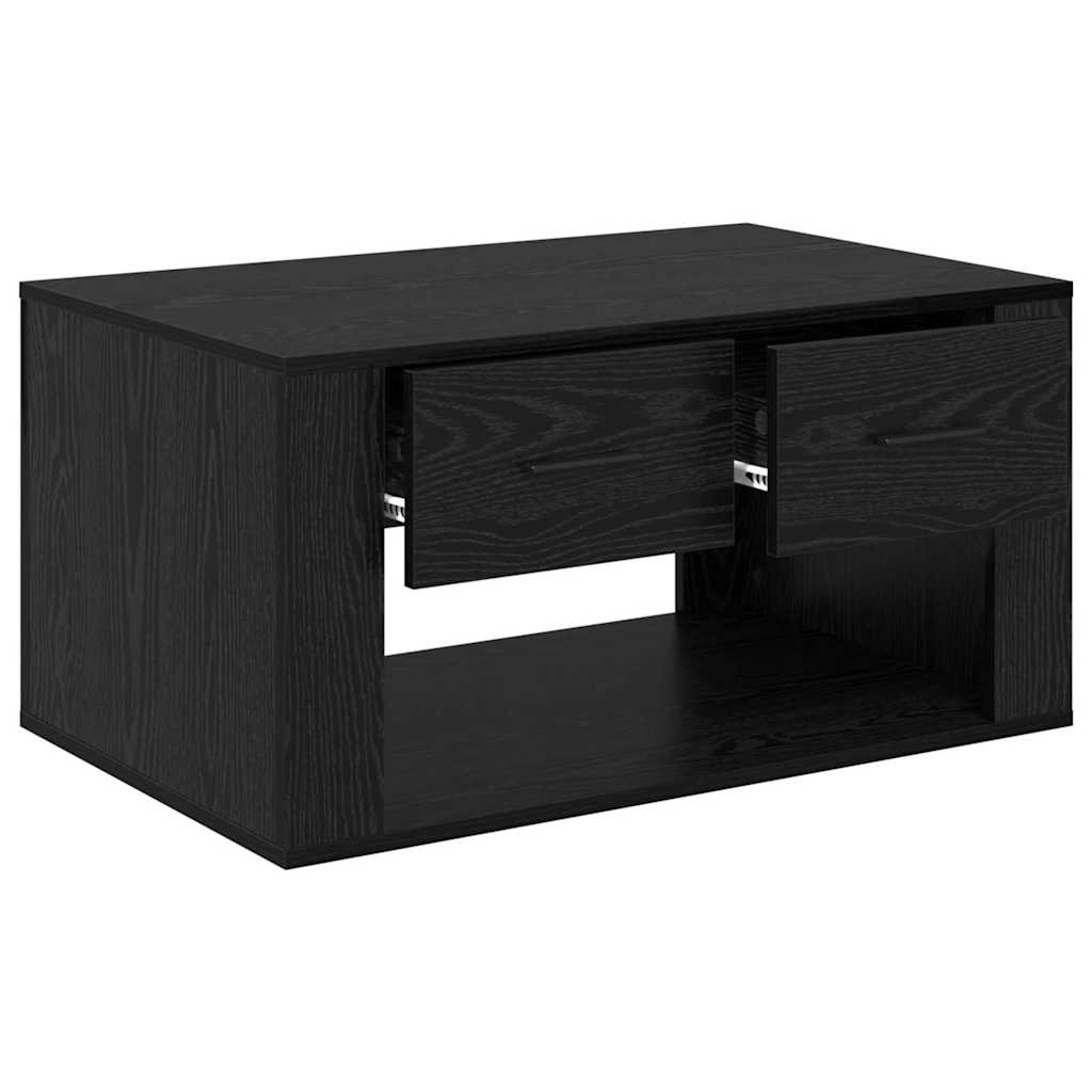 Kaffebord med skuff Svart Eik 80 x 50 x 40 cm Konstruert tre