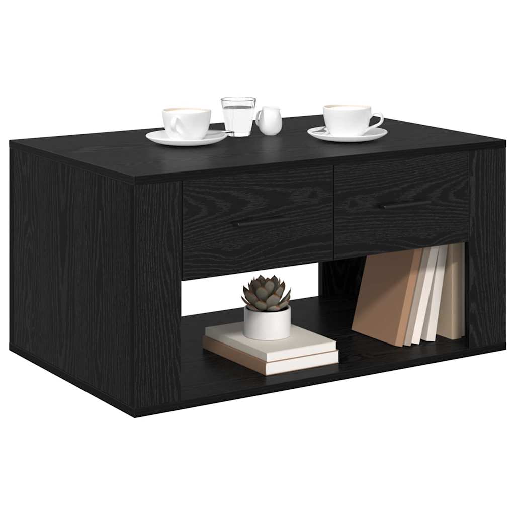 Kaffebord med skuff Svart Eik 80 x 50 x 40 cm Konstruert tre