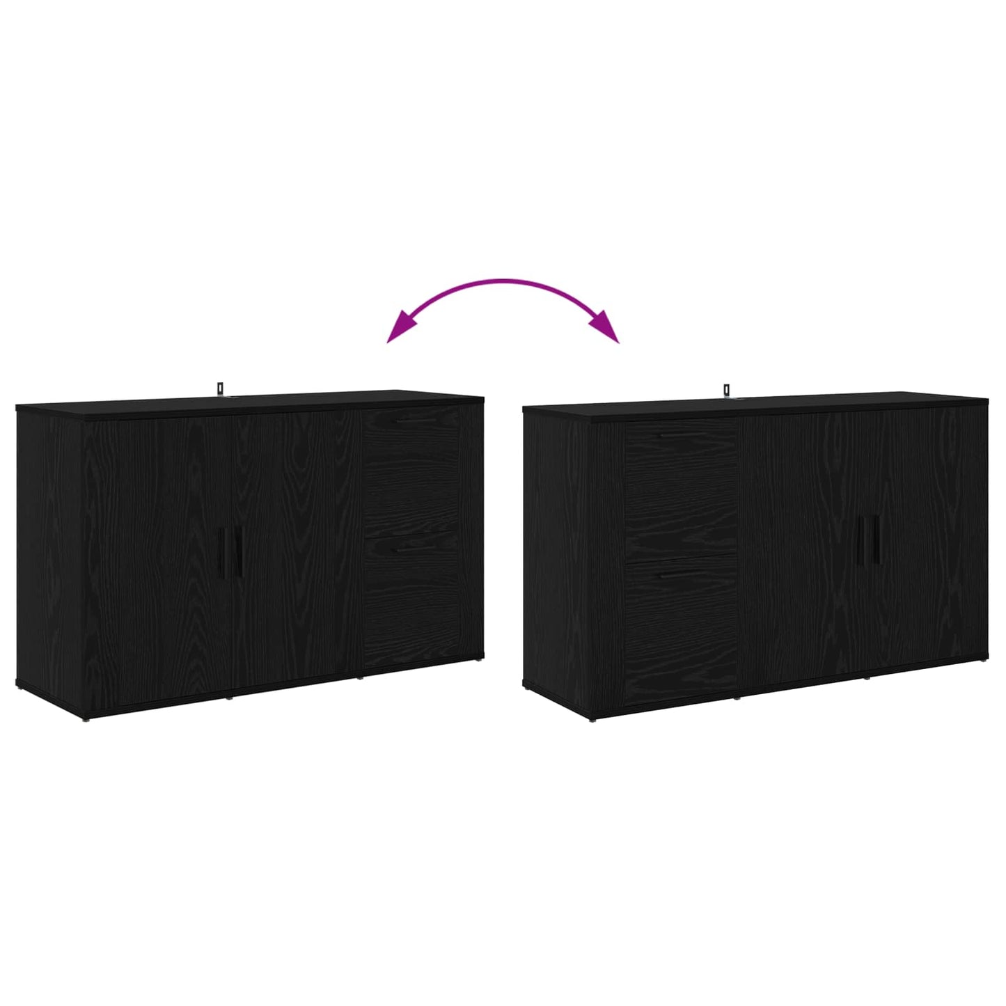 Serviesskap Svart Eik 100 x 33 x 59,5 cm Konstruert tre