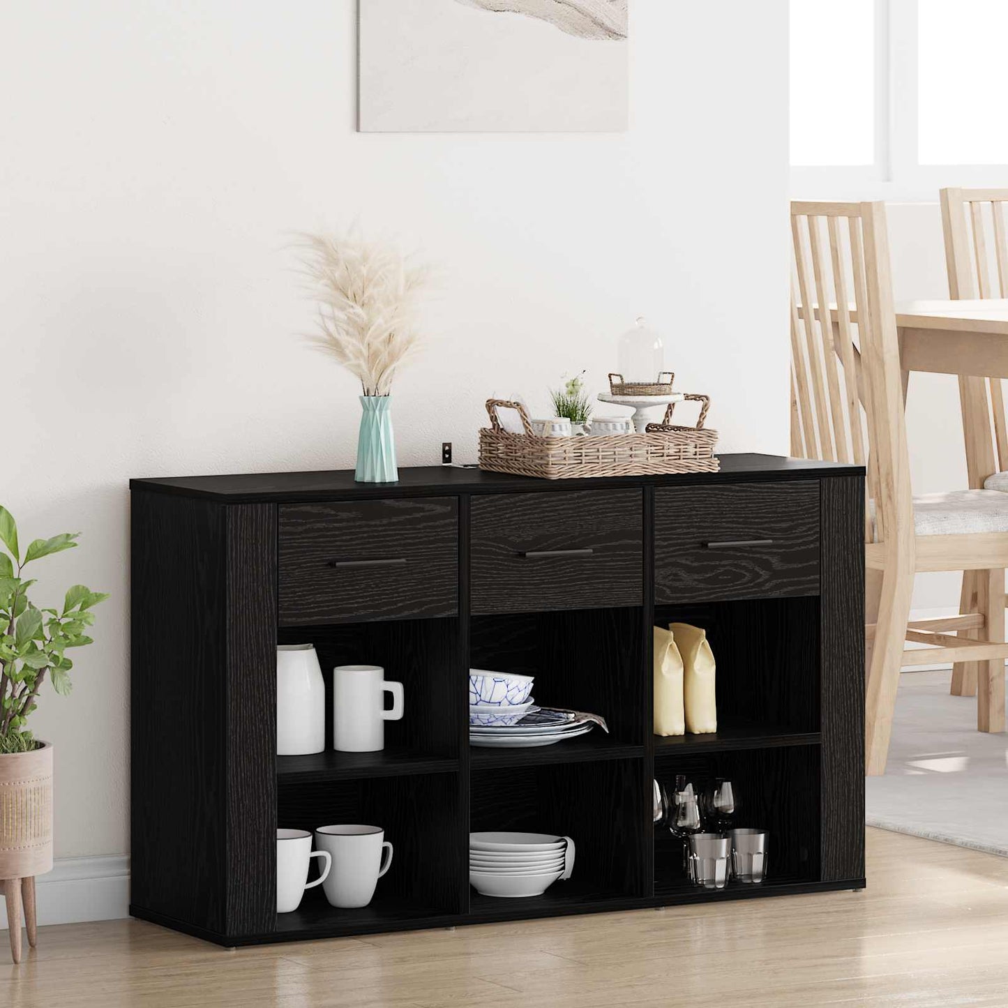 Serviesskap Svart Eik 100 x 30 x 59,5 cm Konstruert tre