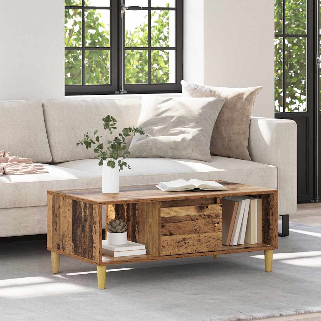 Kaffebord med skuff Gamle tre 90 x 50 x 26.5 cm Konstruert tre