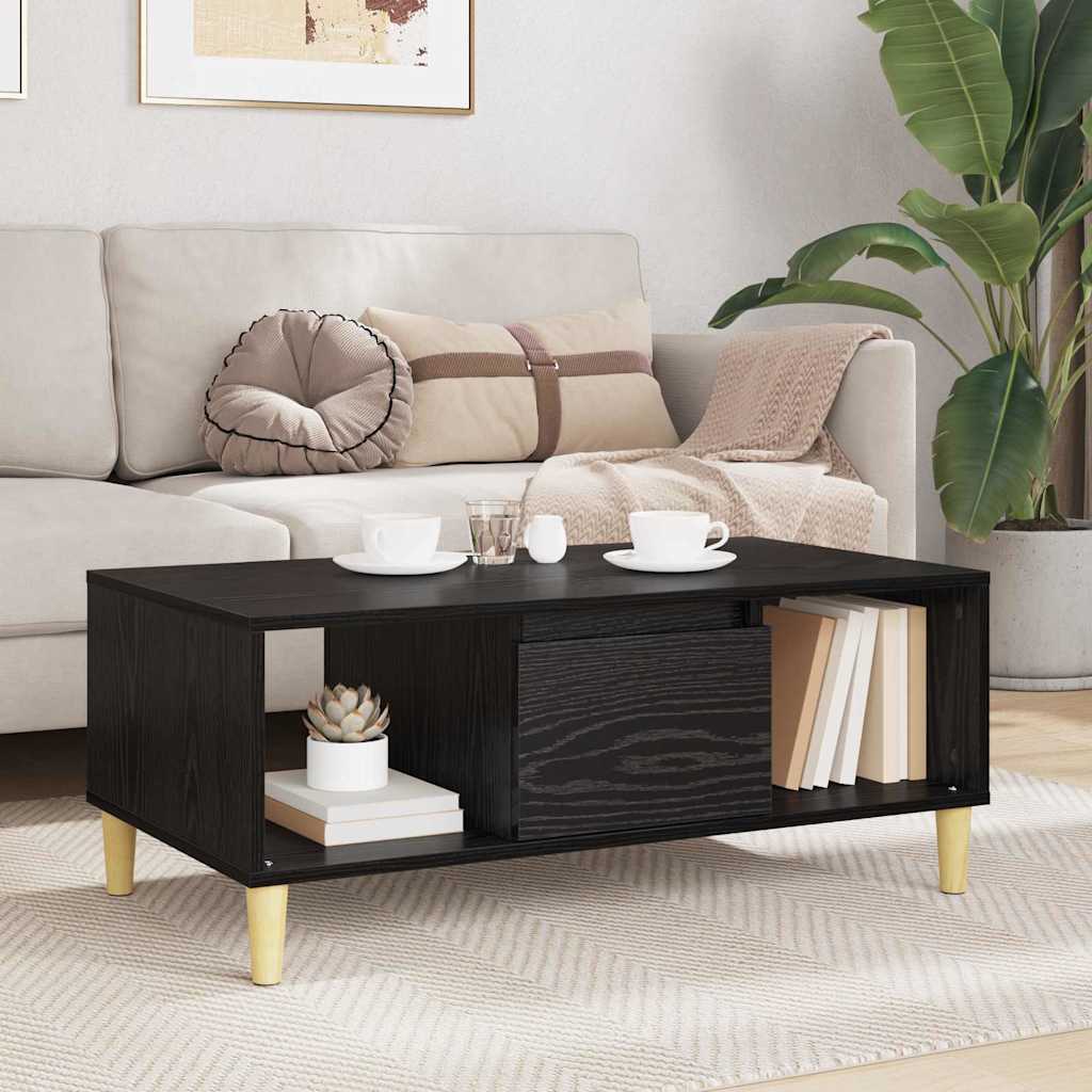 Kaffebord med skuff Svart Eik 90 x 50 x 26.5 cm Konstruert tre