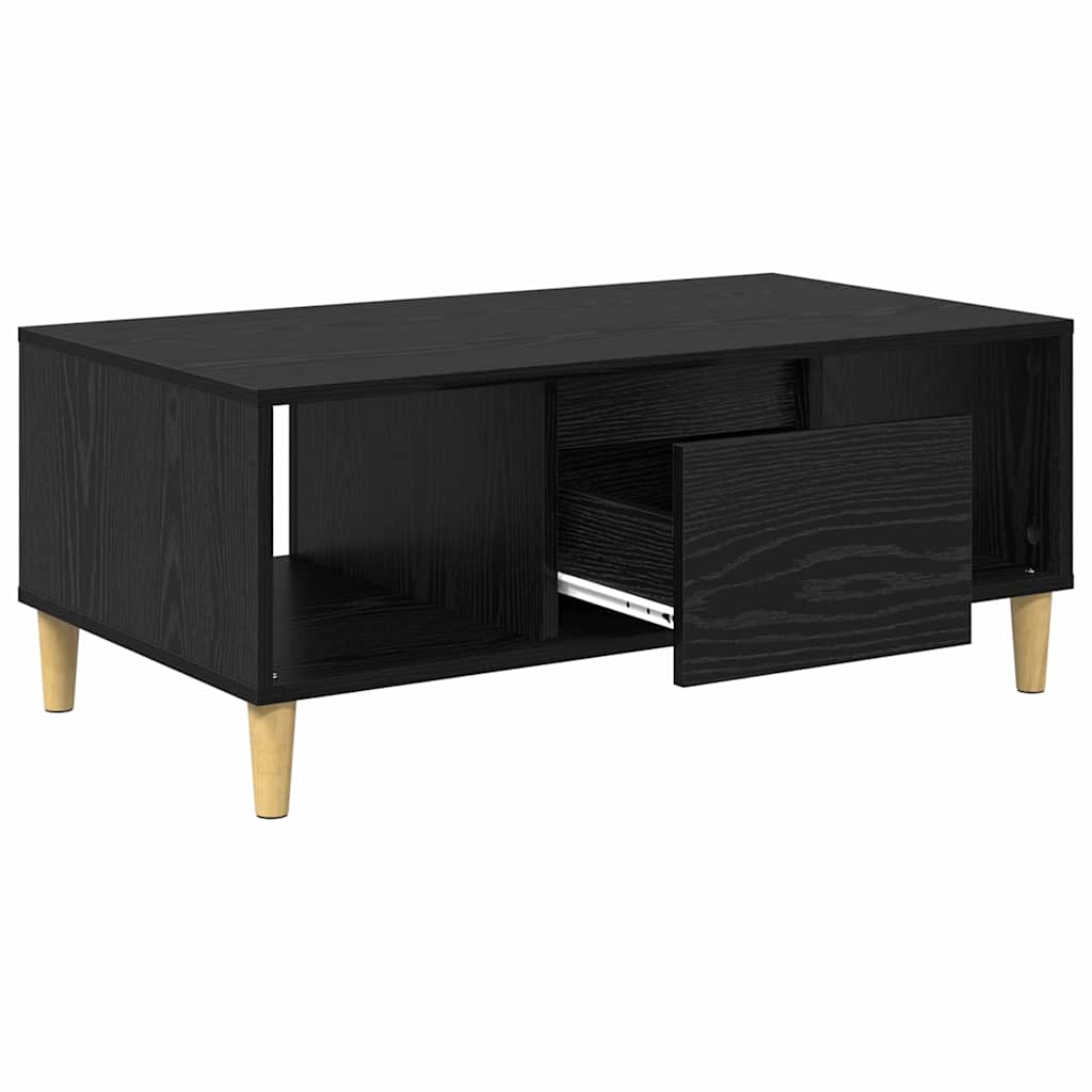 Kaffebord med skuff Svart Eik 90 x 50 x 26.5 cm Konstruert tre