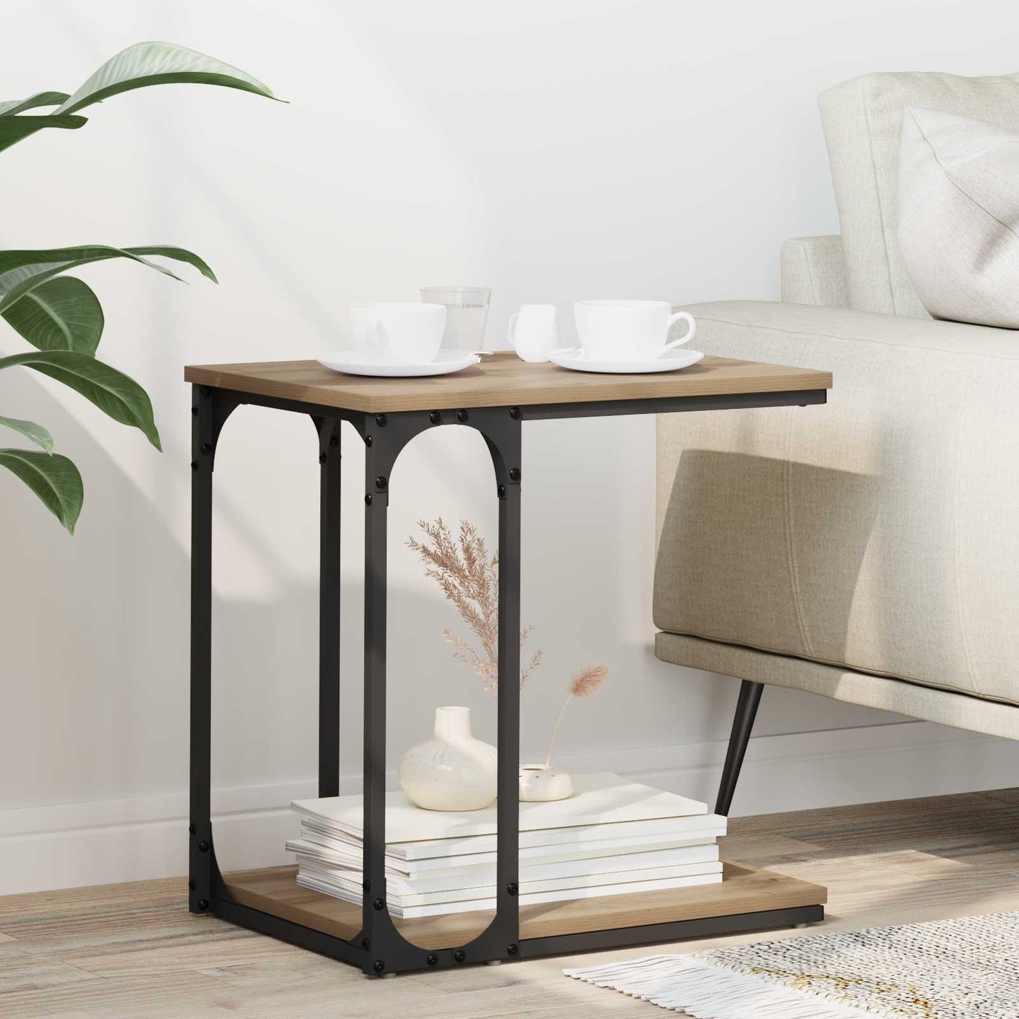 Sidetabell med hylle Artisan Eik 50 x 35 x 52 cm Konstruert tre