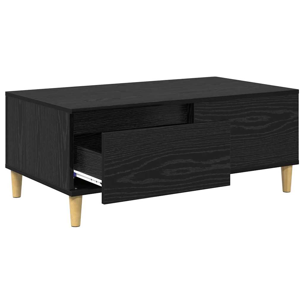 Kaffebord med skuff Svart Eik 90 x 50 x 35 cm Konstruert tre