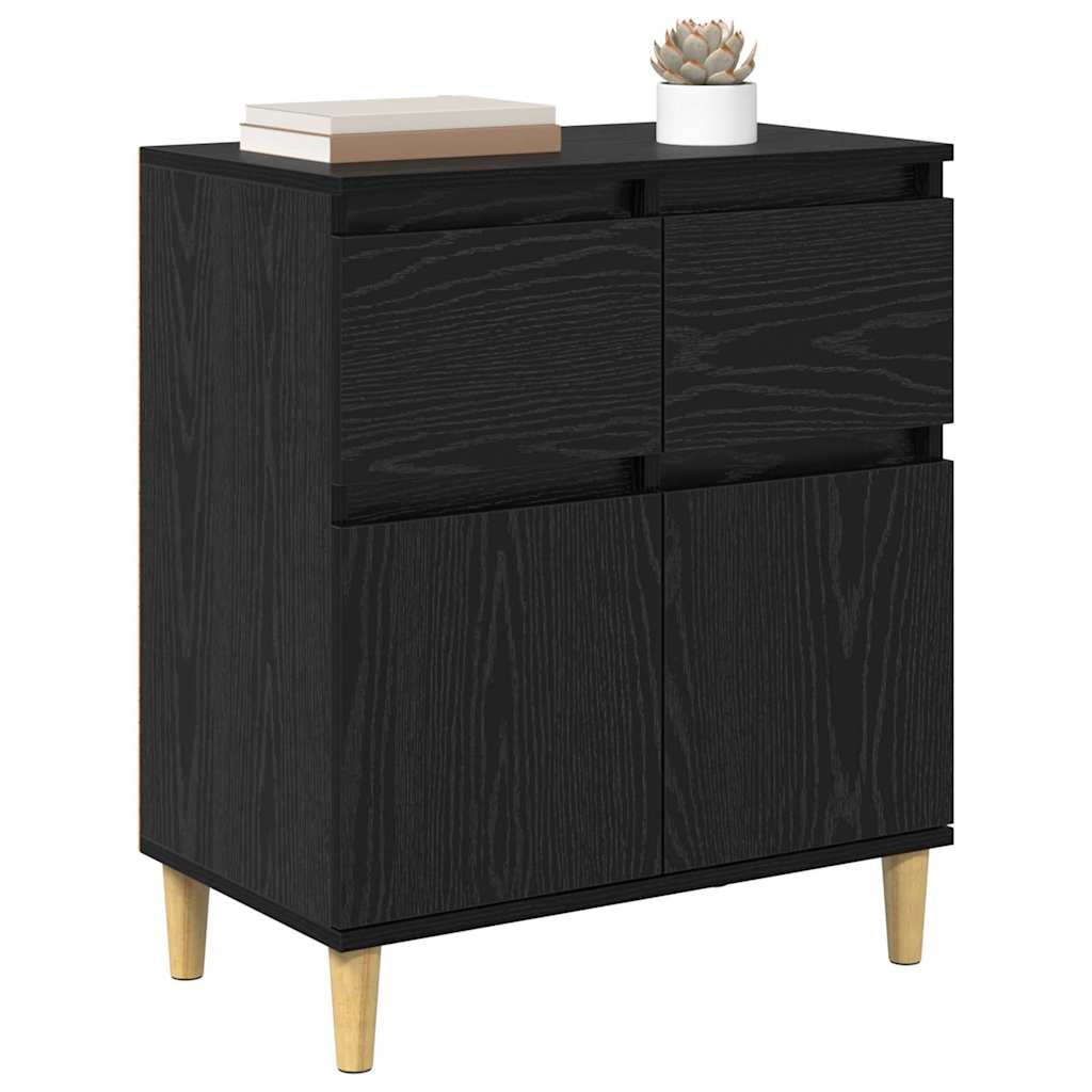 Serviesskap med skuff Svart Eik 60 x 35 x 70 cm Konstruert tre
