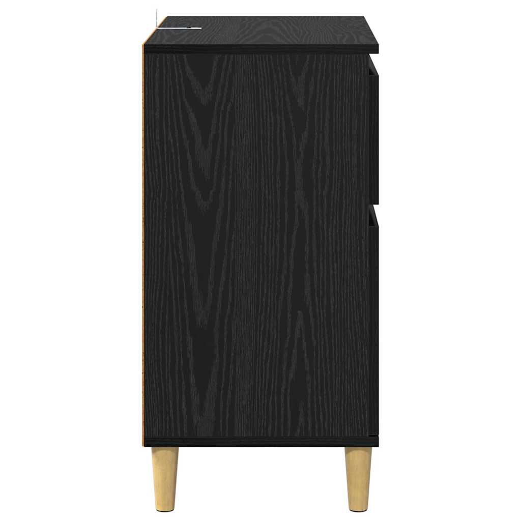 Serviesskap med skuff Svart Eik 60 x 35 x 70 cm Konstruert tre