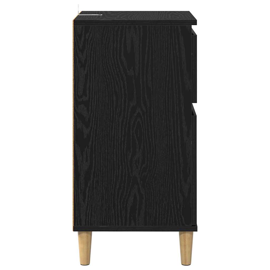 Nattbordskap med skuff Svart Eik 40 x 35 x 70 cm Konstruert tre