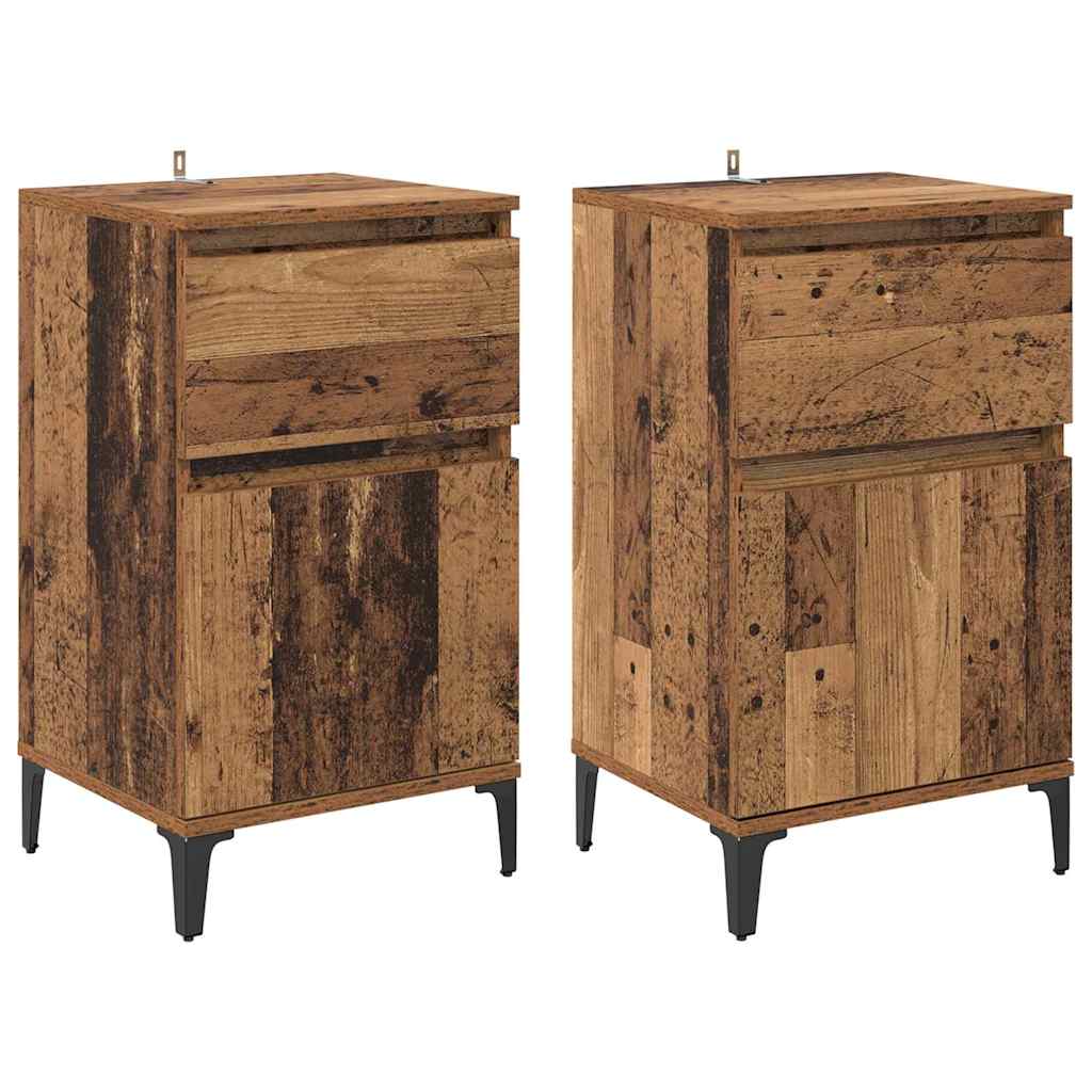 Nattbordskap 2 pcs Gammelt tre 40 x 35 x 70 cm Konstruert tre
