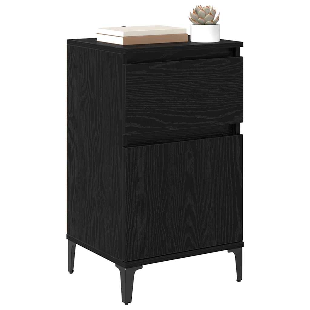 Nattbordskap 2 pcs Svart Eik 40 x 35 x 70 cm Konstruert tre