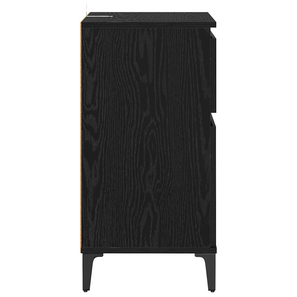 Nattbordskap 2 pcs Svart Eik 40 x 35 x 70 cm Konstruert tre