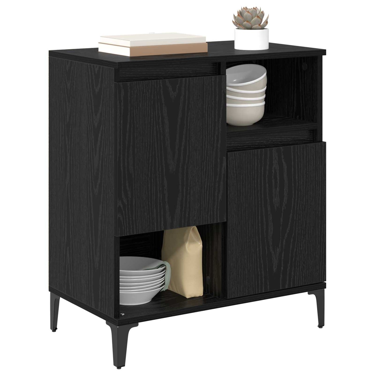 Serviesskap Svart Eik 60 x 35 x 70 cm Konstruert tre