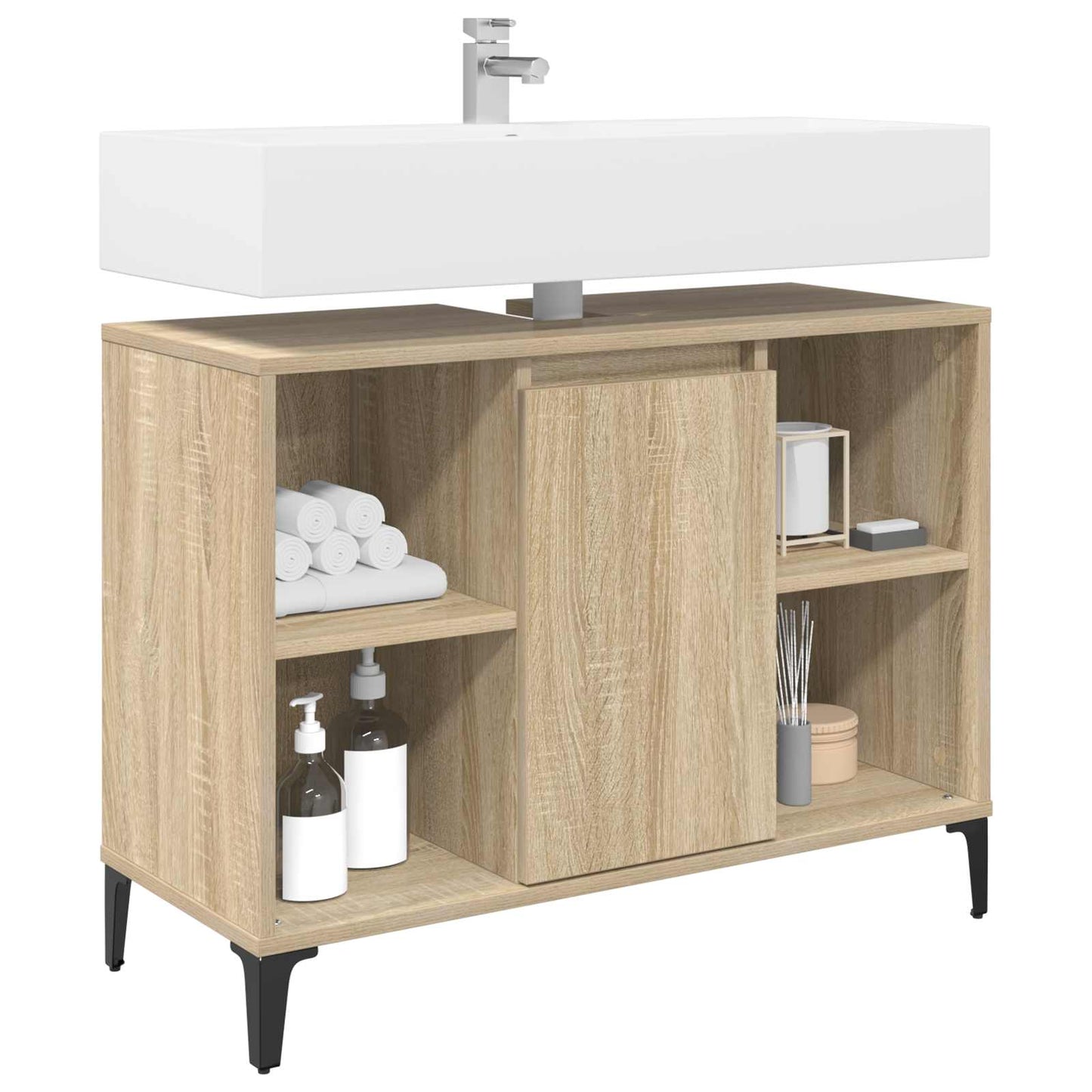 Vaskeskap Sonoma eik 80 x 33 x 60 cm Ingeniørtre og jern