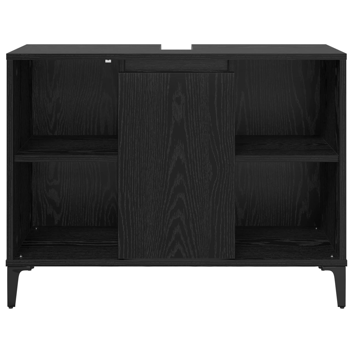 Vaskeskap med dør Svart Eik 80 x 33 x 60 cm Ingeniørtre og jern