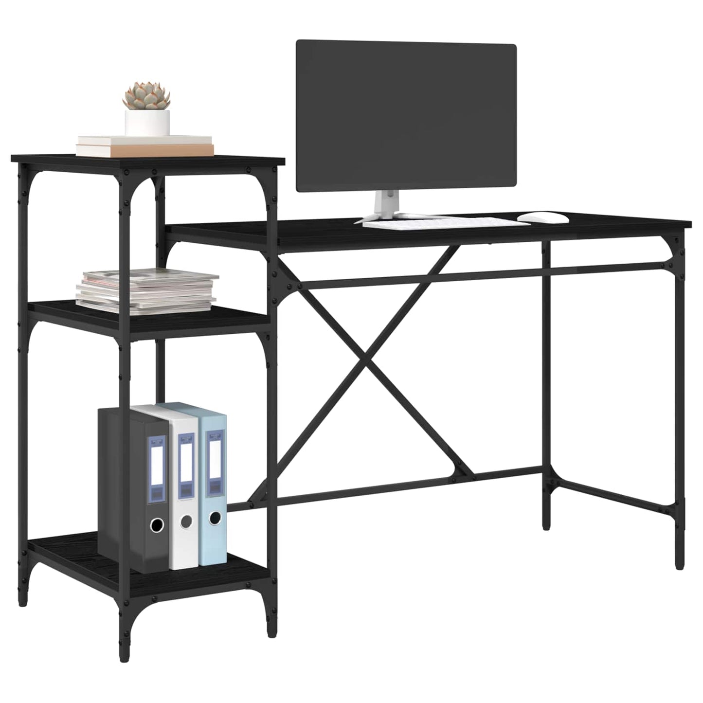 Skrivebord Svart Eik 135 x 50 x 90 cm Konstruert tre