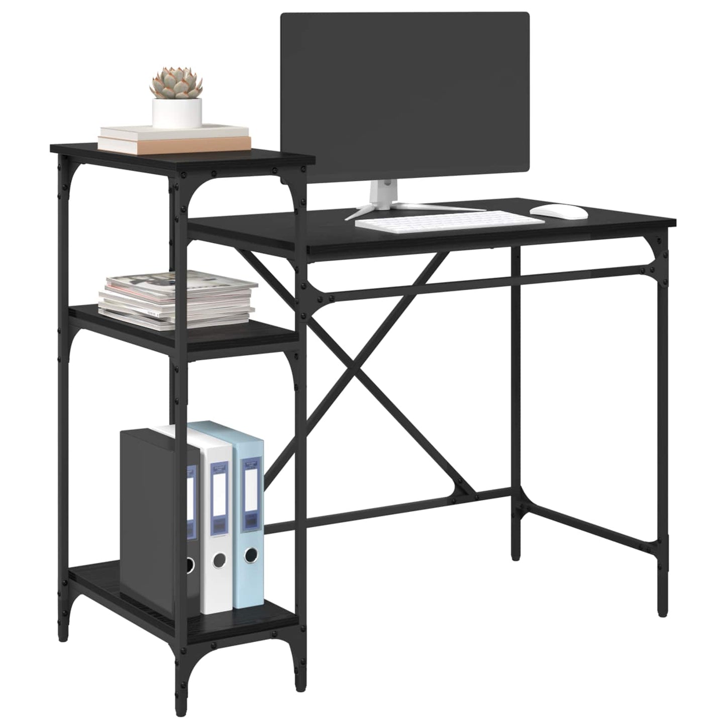 Skrivebord Svart Eik 105 x 50 x 90 cm Konstruert tre