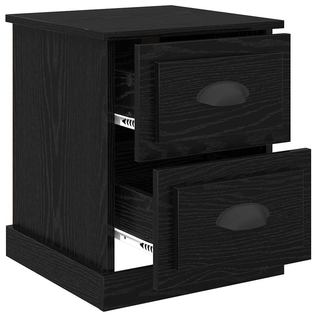 Nattbordskap 2 pcs Svart Eik 39 x 39 x 47.5 cm Konstruert tre