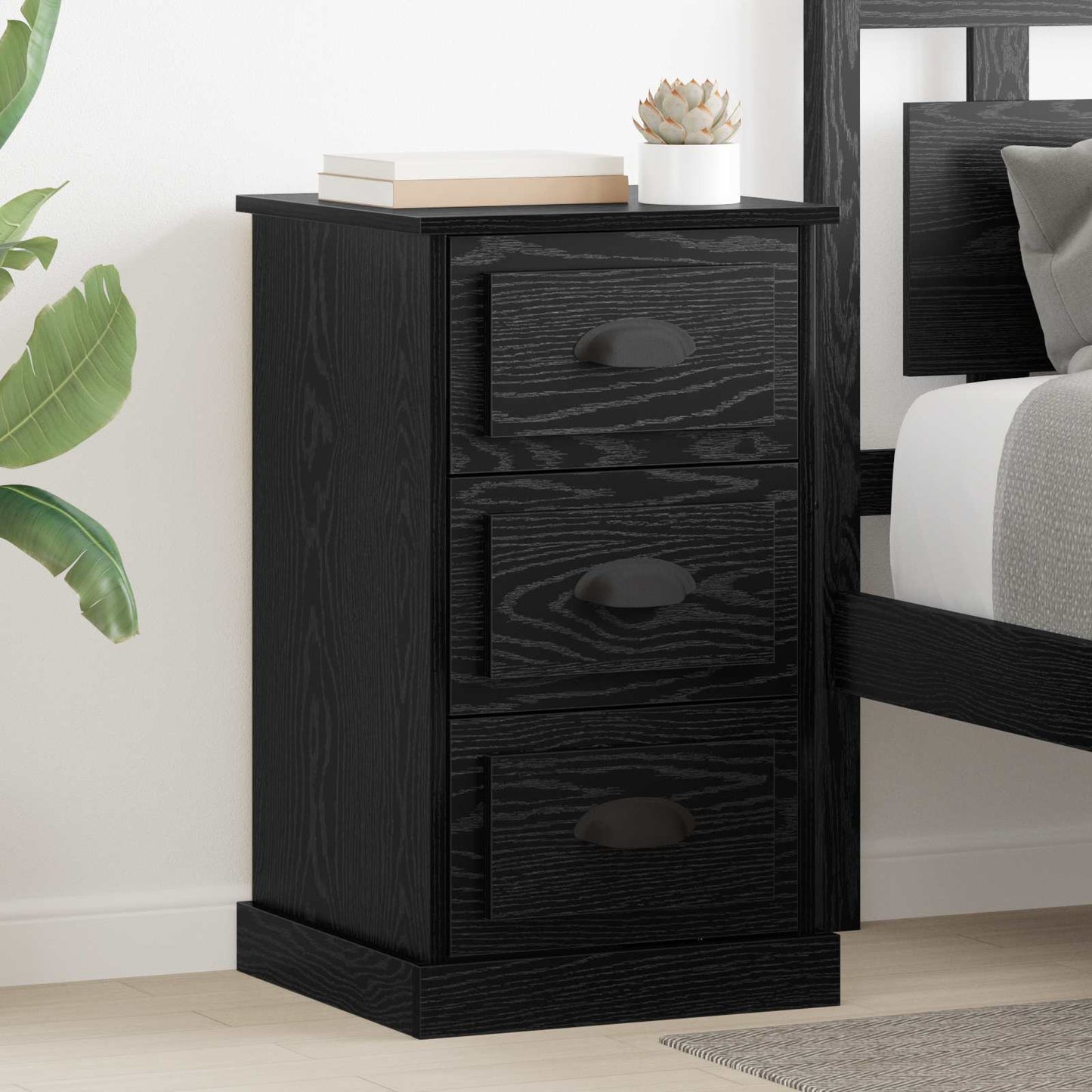 Nattbordskap Svart Eik 39 x 39 x 67,5 cm Konstruert tre